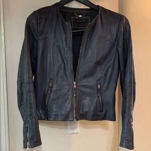 Massimo Dutti Black Leather Jacket